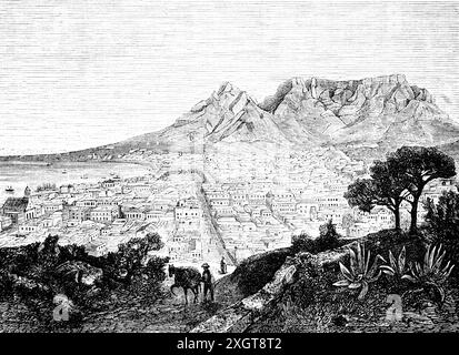 Città del Capo, devil's Peak e Table Mountain, Sudafrica, illustrazione storica 1886 Foto Stock