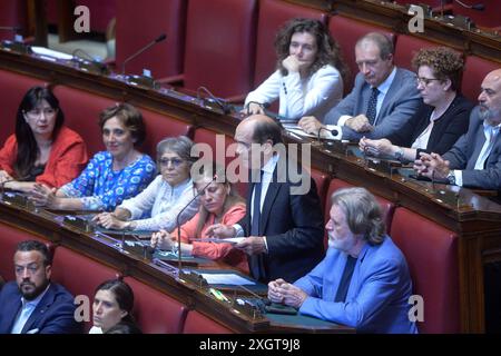 Italia, Roma, 10 luglio 2024: Camera dei deputati, dichiarazioni di voto e di voto sulla legge Nordio, che prevede l'abolizione del reato di "abuso d'ufficio", nella foto Federico Cafiero de Raho, deputato del movimento cinque stelle (M5S) foto © Stefano Carofei/sintesi/Alamy Live News Foto Stock