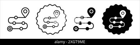 Icona roadmap, logo, contorno vettoriale in bianco e nero Illustrazione Vettoriale