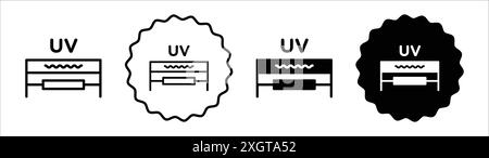 Icona della lampada di disinfezione UV logo segno vettoriale contorno in bianco e nero Illustrazione Vettoriale