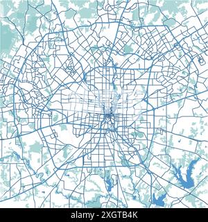 Mappa di San Antonio in Texas in blu. Contiene vettore stratificato con strade, acqua, parchi, ecc. Illustrazione Vettoriale