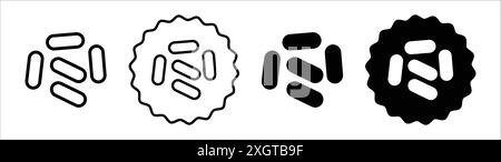 Il logo dell'icona del lievito indica il contorno vettoriale in bianco e nero Illustrazione Vettoriale