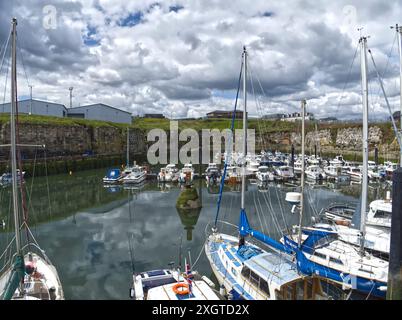 Barche nel porticciolo, Seaham, Contea di Durham, Inghilterra Foto Stock