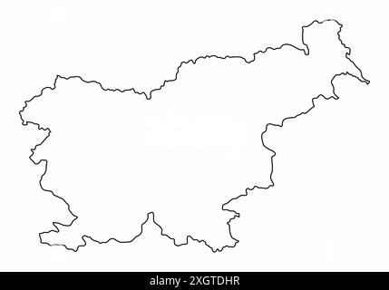 Mappa di contorno della Slovenia isolata su sfondo bianco Illustrazione Vettoriale