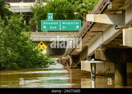 L'uragano Beryl causa inondazioni a Houston, Texas Foto Stock