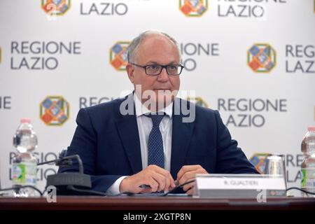 Italia, Roma, 10 luglio 2024: Sede della regione Lazio, firma del protocollo d'intesa per l'ampliamento del Tribunale generale in Piazzale Clodio a Roma. Nella foto Roberto Gualtieri, sindaco di Roma foto © Stefano Carofei/sintesi/Alamy Live News Foto Stock