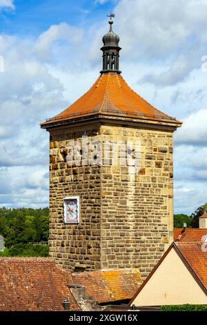 Kobolzeller Tor, Rothenburg ob der Tauber; Baviera, Germania. E' famoso per la sua citta' medievale ben conservata. Foto Stock