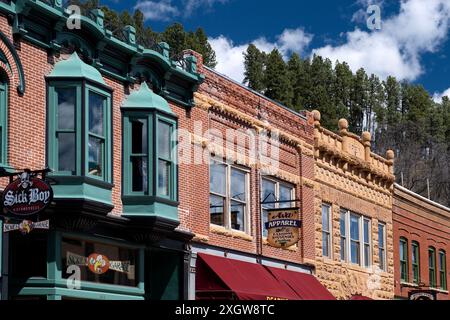 Architettura del XIX secolo della Main Street a Deadwood, South Dakota Foto Stock