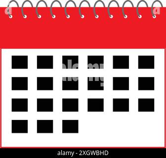 Colore icona calendario, data simbolo calendario, icona pianificazione, grafica pianificazione, calendario con rilegatura a molla Illustrazione Vettoriale