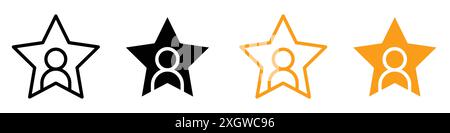 Il logo dell'icona del miglior dipendente indica il contorno vettoriale in bianco e nero Illustrazione Vettoriale