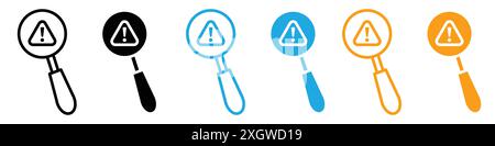 Individuazione del profilo vettoriale del logo dell'icona del problema in bianco e nero Illustrazione Vettoriale