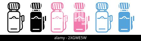 Icona del dispositivo di epilazione laser logo segno vettoriale contorno in bianco e nero Illustrazione Vettoriale