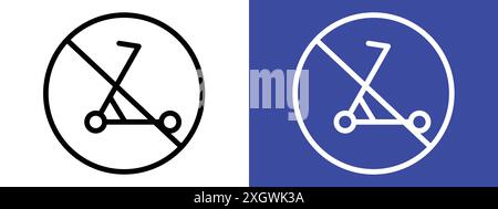 Nessun scooter firma il logo segno vettoriale contorno in bianco e nero Illustrazione Vettoriale