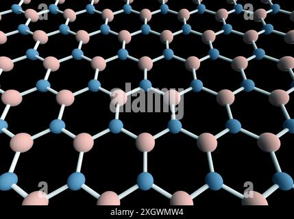 Modello molecolare di foglio di nitruro di boro Foto Stock