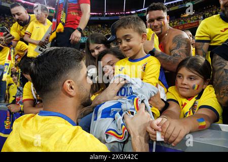 Razvan Marin ha partecipato al turno di UEFA Euro 2024 tra le squadre nazionali di Romania e Paesi Bassi all'Allianz Arena di Monaco, Germania (Maciej Foto Stock