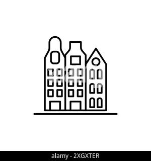 Logo Amsterdam Icon contorno vettoriale in bianco e nero Illustrazione Vettoriale