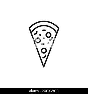 Simbolo della fetta di pizza bordo vettoriale in bianco e nero Illustrazione Vettoriale