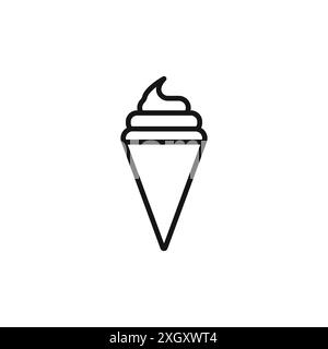 Logo icona gelato contorno vettoriale in bianco e nero Illustrazione Vettoriale