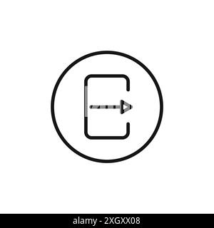 Icona di disconnessione, logo, contorno vettoriale in bianco e nero Illustrazione Vettoriale