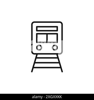 Logo dell'icona treno contorno vettoriale in bianco e nero Illustrazione Vettoriale