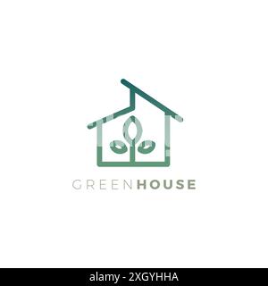 Design con logo Green House. Vettoriale impianto domestico Illustrazione Vettoriale