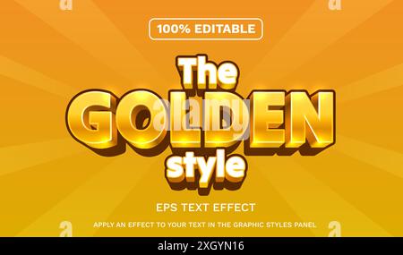 Effetto testo modificabile. lo stile dorato, il font del gioco. Vettore Illustrazione Vettoriale