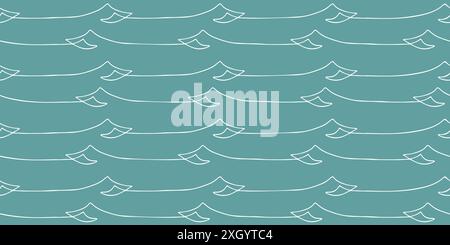 Pattern d'onda senza cuciture tracciato con una linea continua. Motivo loopable per inviti, cartoline, stampa su tessuto, sfondi, scrapbooki Illustrazione Vettoriale