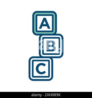 modello di disegno vettoriale dell'icona cubi abc su sfondo bianco Illustrazione Vettoriale