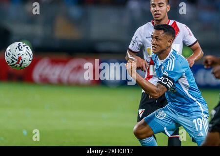 LIMA, PERÙ - FEBBRAIO 27: Yoshimar Yotún dello Sporting Cristal durante la partita CONMEBOL Libertadores 2024 Sporting Cristal V sempre pronto all'Estadio Nacion Foto Stock