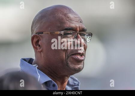 L'ex leggenda delle Indie occidentali Brian Lara durante il Rothesay test Match Day Two England vs West Indies a Lords, Londra, Regno Unito, 11 luglio 2024 (foto di Mark Cosgrove/News Images) Foto Stock