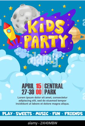 Illustrazione vettoriale del poster d'invito per i bambini nel parco centrale Illustrazione Vettoriale