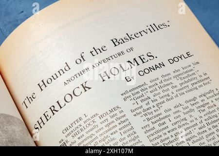 Madrid, Spagna, 22 settembre 2020: The Hound of the Baskervilles, a Sherlock Holmes story di Sir Arthur Conan Doyle, The Original Strand Edition, a Foto Stock