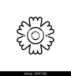 logo dianthus icon contorno vettoriale in bianco e nero Illustrazione Vettoriale