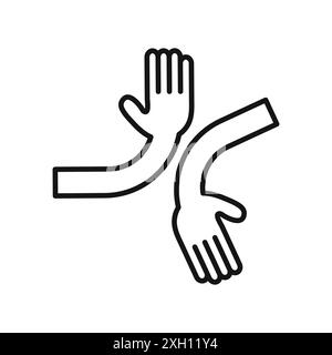 icona di saluto gomito, logo, contorno vettoriale in bianco e nero Illustrazione Vettoriale