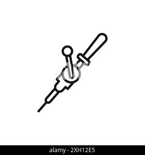 Icona trapano a mano, logo, contorno vettoriale in bianco e nero Illustrazione Vettoriale