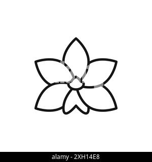 Il logo dell'icona del fiore di Moth Orchidea presenta un contorno vettoriale in bianco e nero Illustrazione Vettoriale