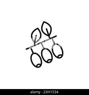 Logo Jujube Icon contorno vettoriale in bianco e nero Illustrazione Vettoriale