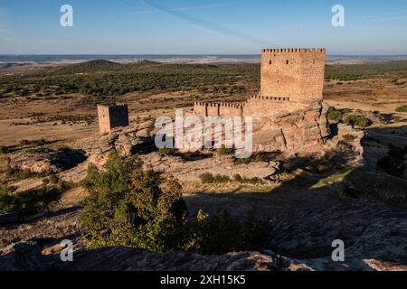 Castello di Zafra, XII secolo, Campillo de Duenas, Guadalajara, Spagna Foto Stock