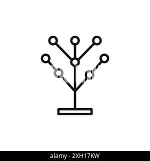 Logo icona albero filogenetico segno vettoriale contorno in bianco e nero Illustrazione Vettoriale