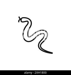 Logo Snake Icon contorno vettoriale in bianco e nero Illustrazione Vettoriale