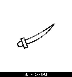 il logo dell'icona saber indica il contorno vettoriale in bianco e nero Illustrazione Vettoriale