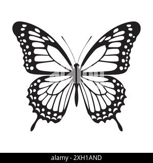 Illustrazione della silhouette del vettore a farfalla. Bianco e nero Illustrazione Vettoriale