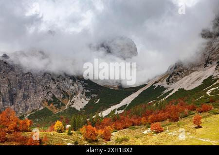 Ellmauer Tor al Wilder Kaiser di Wolken, Ellmau, Tirolo, Austria Foto Stock