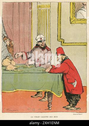"La vraie galette des rois" ("la vera torta del re") disegno di Georges Hautot pubblicato sul settimanale satirico francese "la Baionnette" n°27, il 6 gennaio 1916. Numero speciale intitolato "Les ROIs" (i Re). Foto Stock