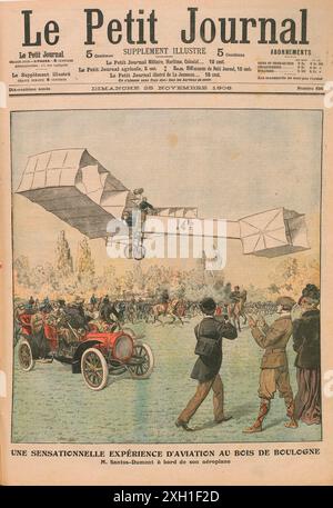 Le Petit Journal, supplemento illustrato, domenica 25 novembre 1906 dimostrazione di Alberto Santos-Dumont in aereo sopra il Bois de Boulogne, 23 ottobre 1906 Foto Stock