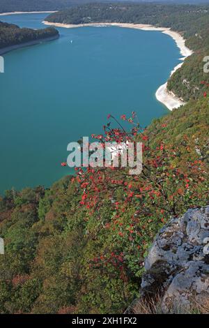 Francia, Giura, Moirans-en-Montagne, lac de Vouglans, serbatoio idraulico, orizzontale Foto Stock