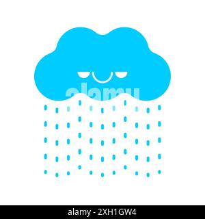 Buona nuvola e pioggia. Firma per le condizioni meteo per l'applicazione smartphone. Icona pioggia calda Illustrazione Vettoriale