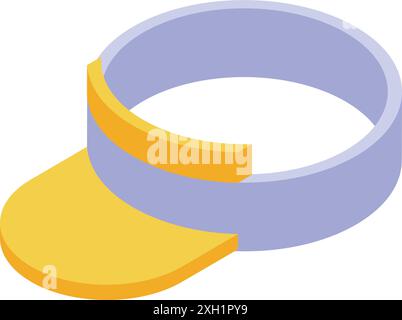 Visiera parasole gialla che protegge dall'icona isometrica della corsa del sole isolata su sfondo bianco Illustrazione Vettoriale