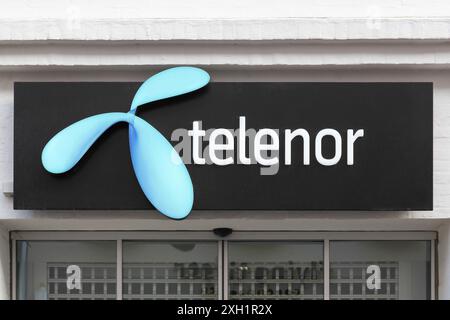 Odense, Danimarca - 16 agosto 2018: Telenor è una multinazionale norvegese. È una delle più grandi aziende di telecomunicazioni mobili del mondo Foto Stock