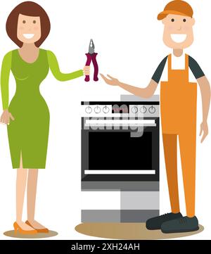 Illustrazione vettoriale di gasman professionale in stile piatto Illustrazione Vettoriale